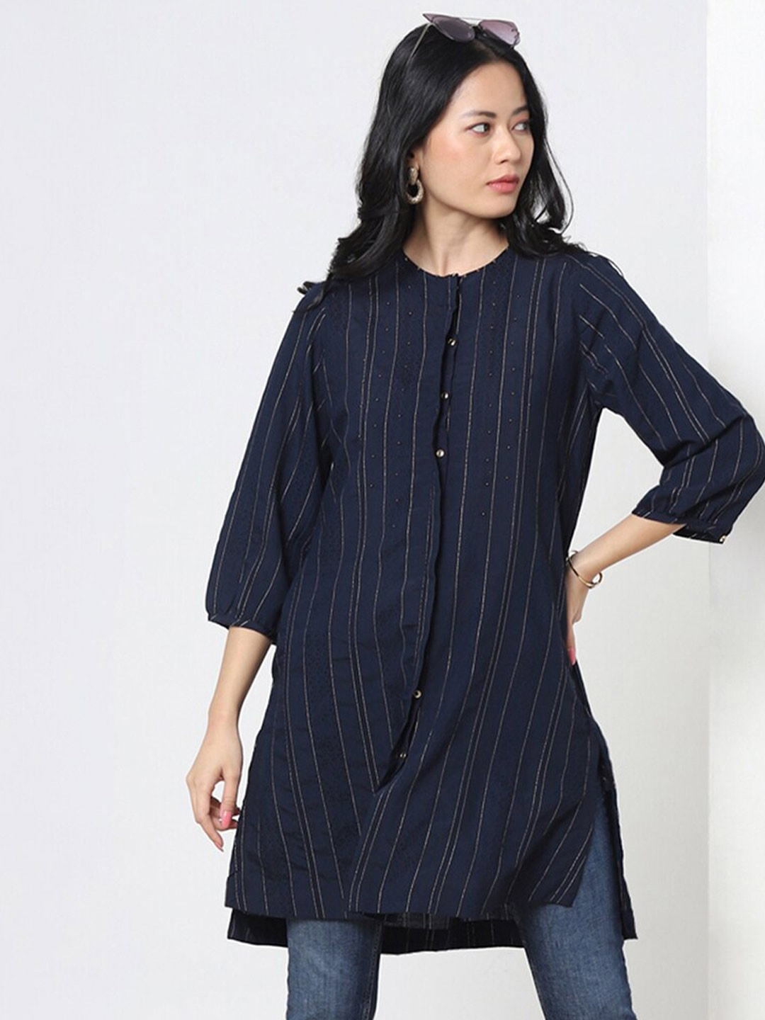 

Marigold Lane Striped Indigo Tunic, Blue