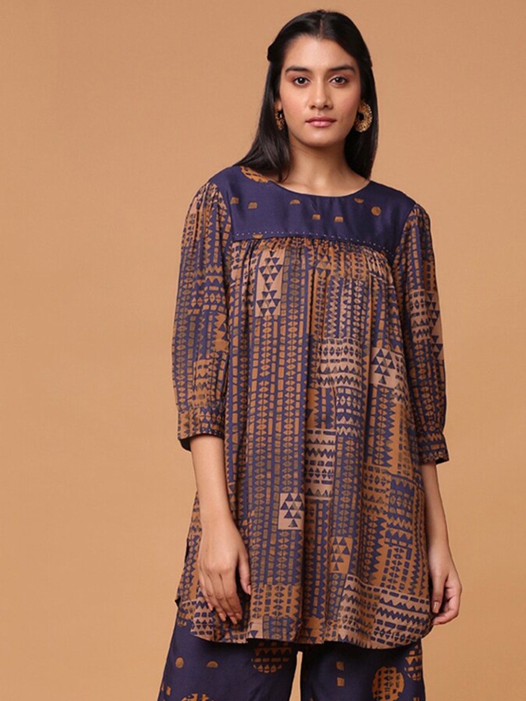 

Marigold Lane Geometric Printed Bohemian Tunic, Blue