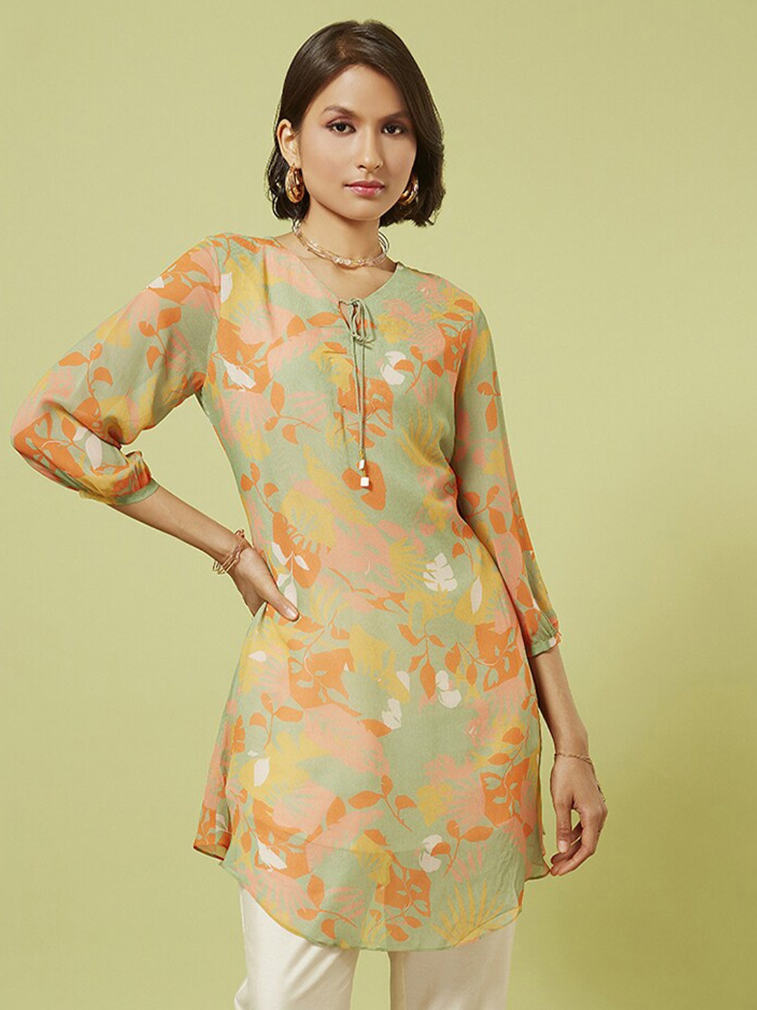 

Marigold Lane Floral Printed Tunic, Green