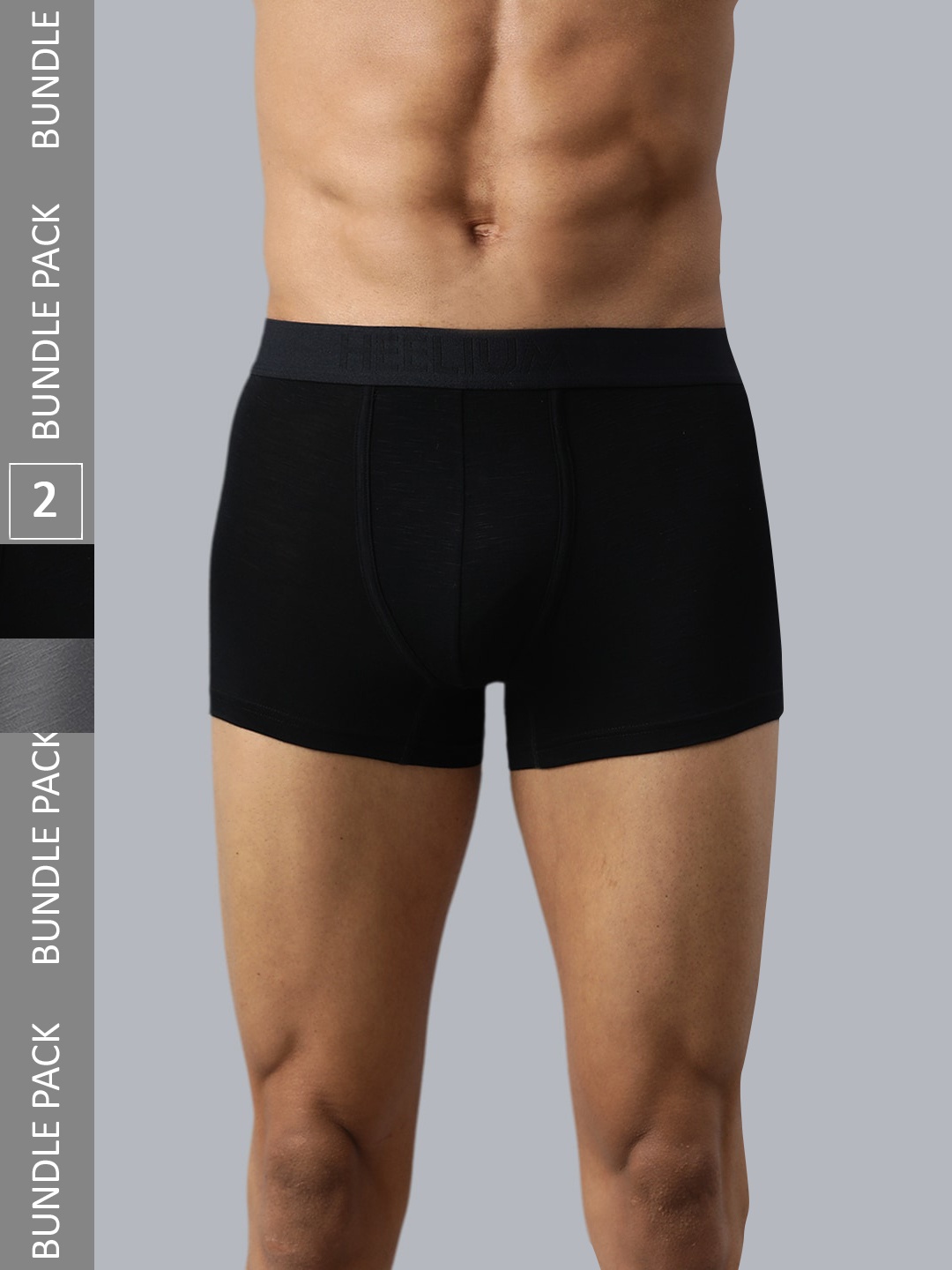

Heelium Men Pack of 2 Bamboo Super Soft & Odour Free Comfort Fit Trunk, Black