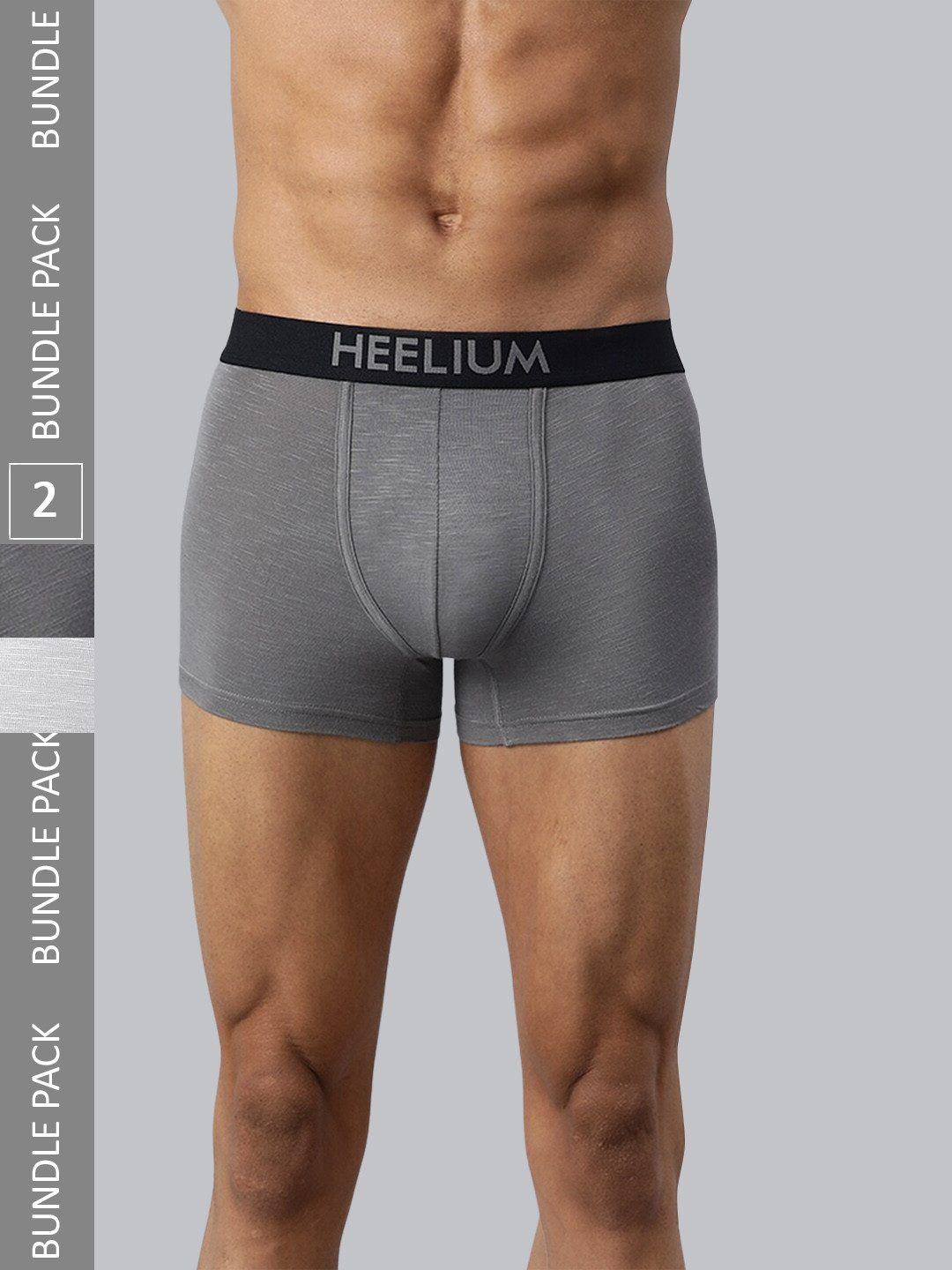 

Heelium Men Pack of 2 Bamboo Super Soft & Odour Free Comfort Fit Trunk, Grey