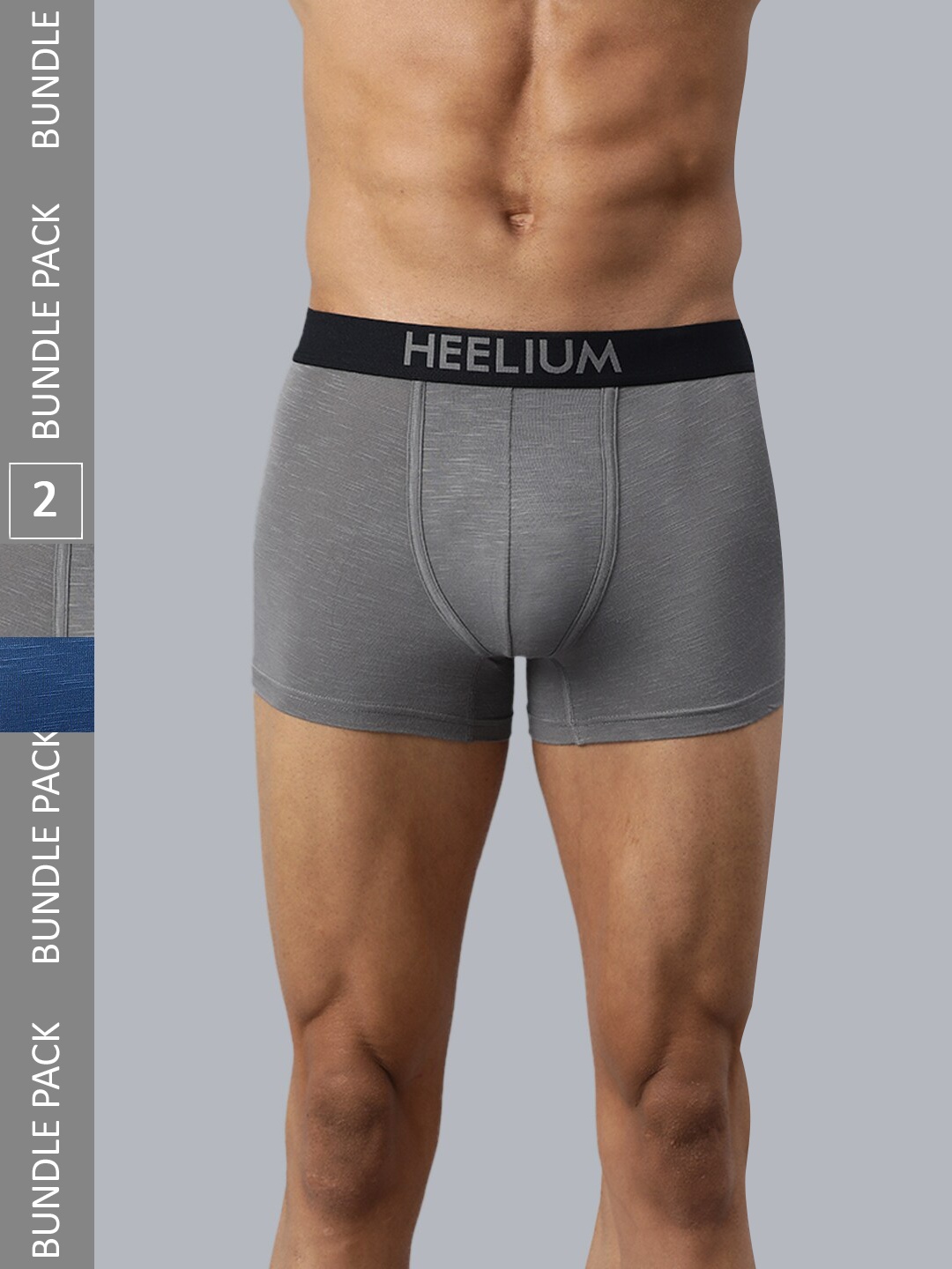 

Heelium Men Pack of 2 Bamboo Super Soft & Odour Free Comfort Fit Trunk, Grey