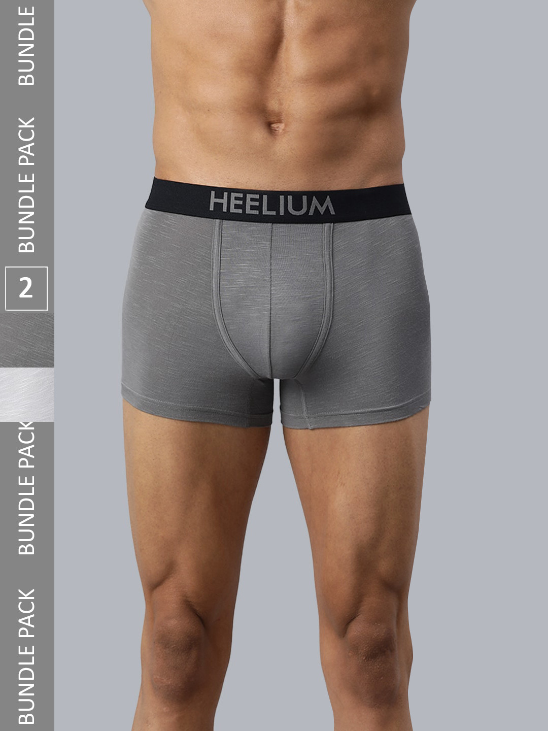 

Heelium Men Pack of 2 Bamboo Super Soft & Odour Free Comfort Fit Trunk, Grey