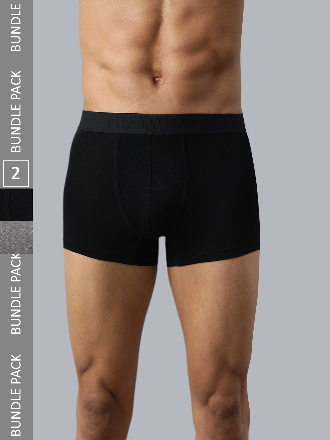 

Heelium Men Pack of 2 Bamboo Super Soft & Odour Free Comfort Fit Trunk, Black