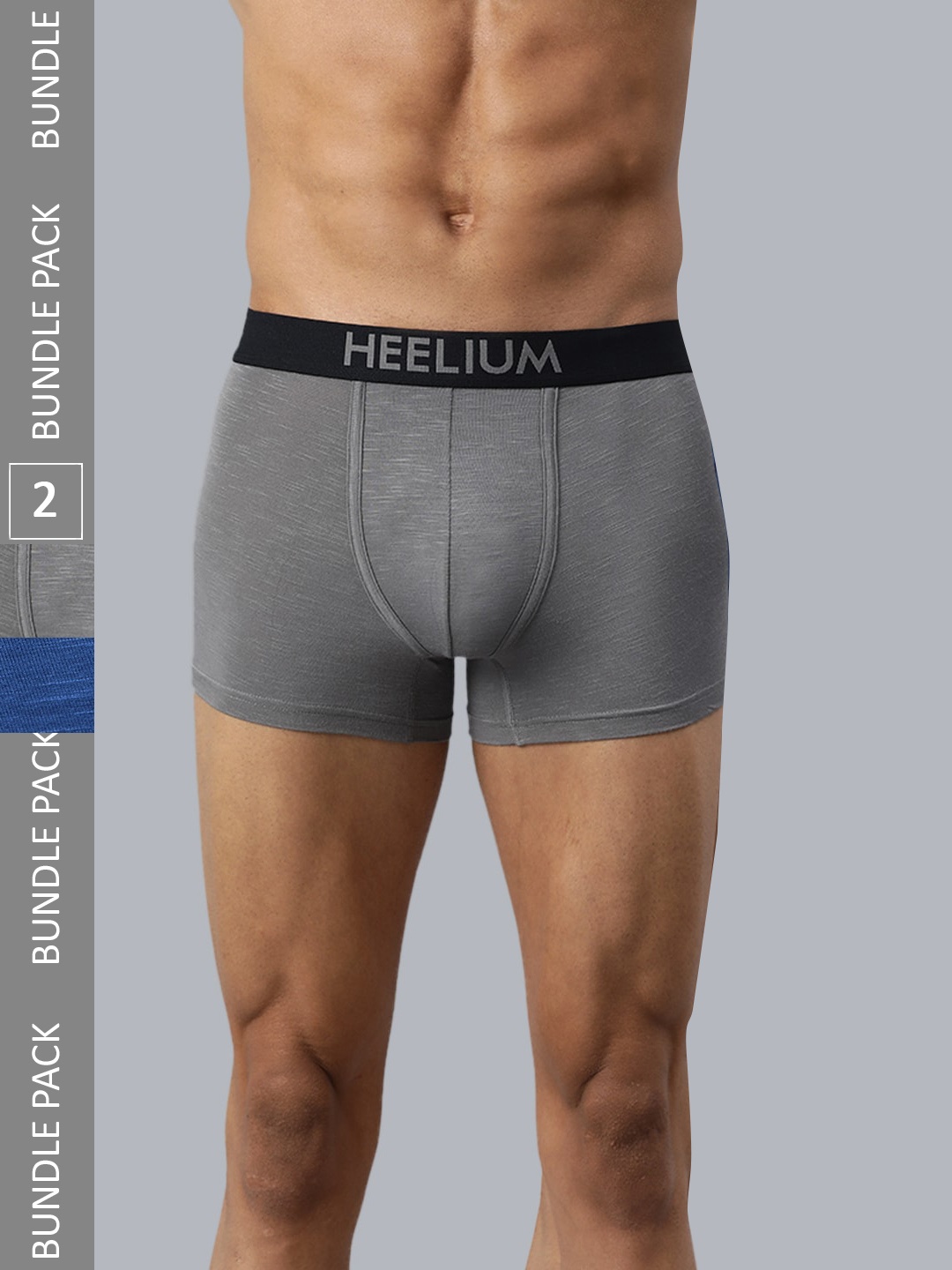 

Heelium Men Pack of 2 Bamboo Super Soft & Odour Free Comfort Fit Trunk, Grey