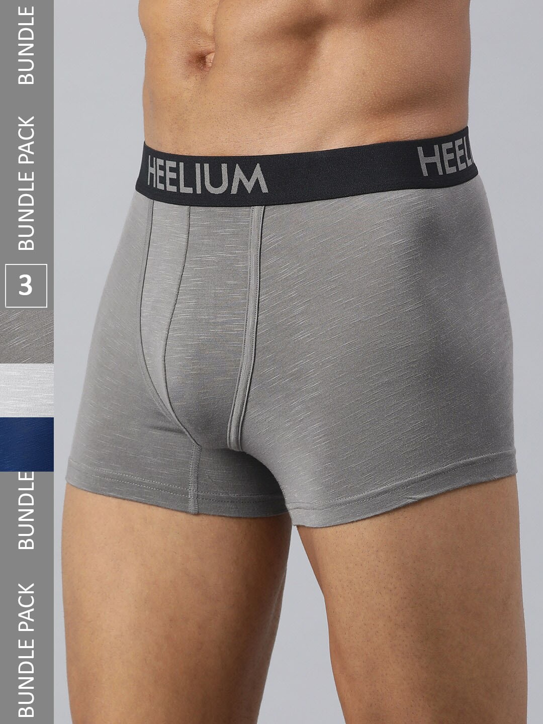 

Heelium Men Pack of 3 Bamboo Super Soft & Odour Free Comfort Fit Trunk, Grey