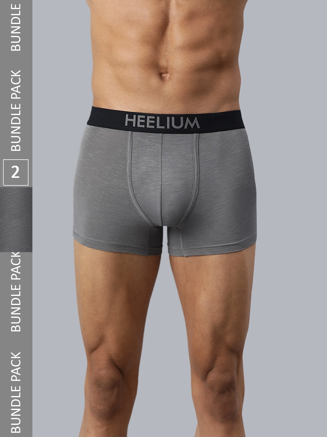 

Heelium Men Pack of 2 Bamboo Super Soft & Odour Free Comfort Fit Trunk, Grey