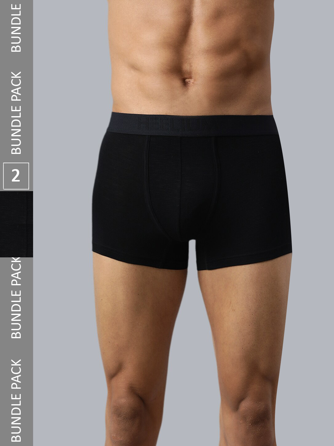 

Heelium Men Pack of 2 Bamboo Super Soft & Odour Free Comfort Fit Trunk, Black