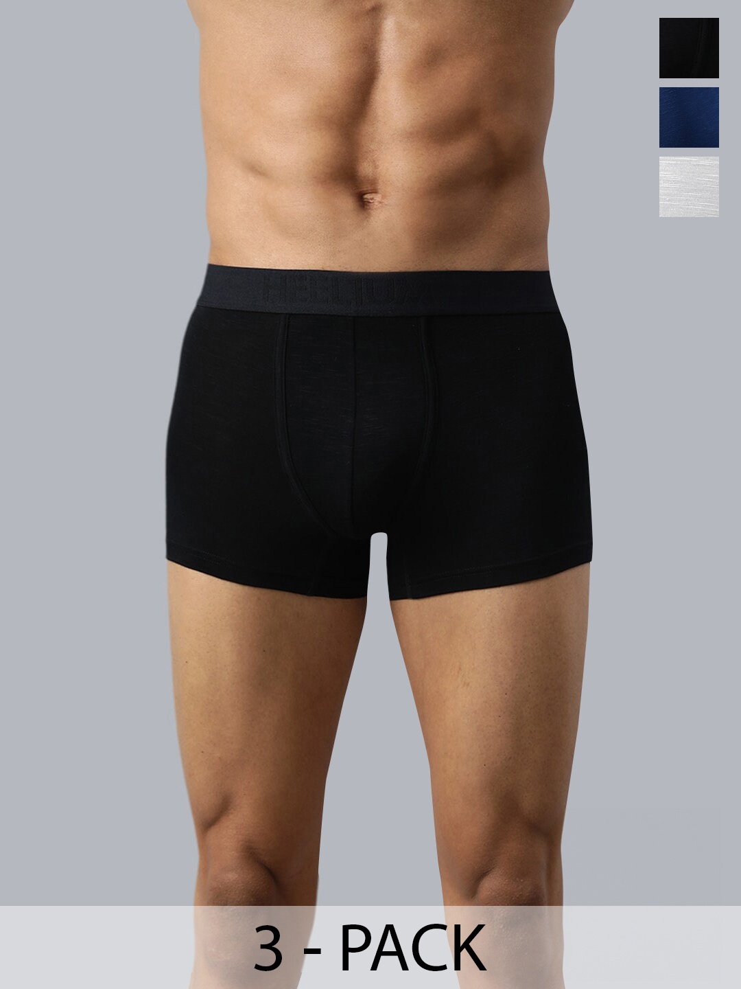 

Heelium Men Pack of 3 Bamboo Super Soft & Odour Free Comfort Fit Trunk, Black