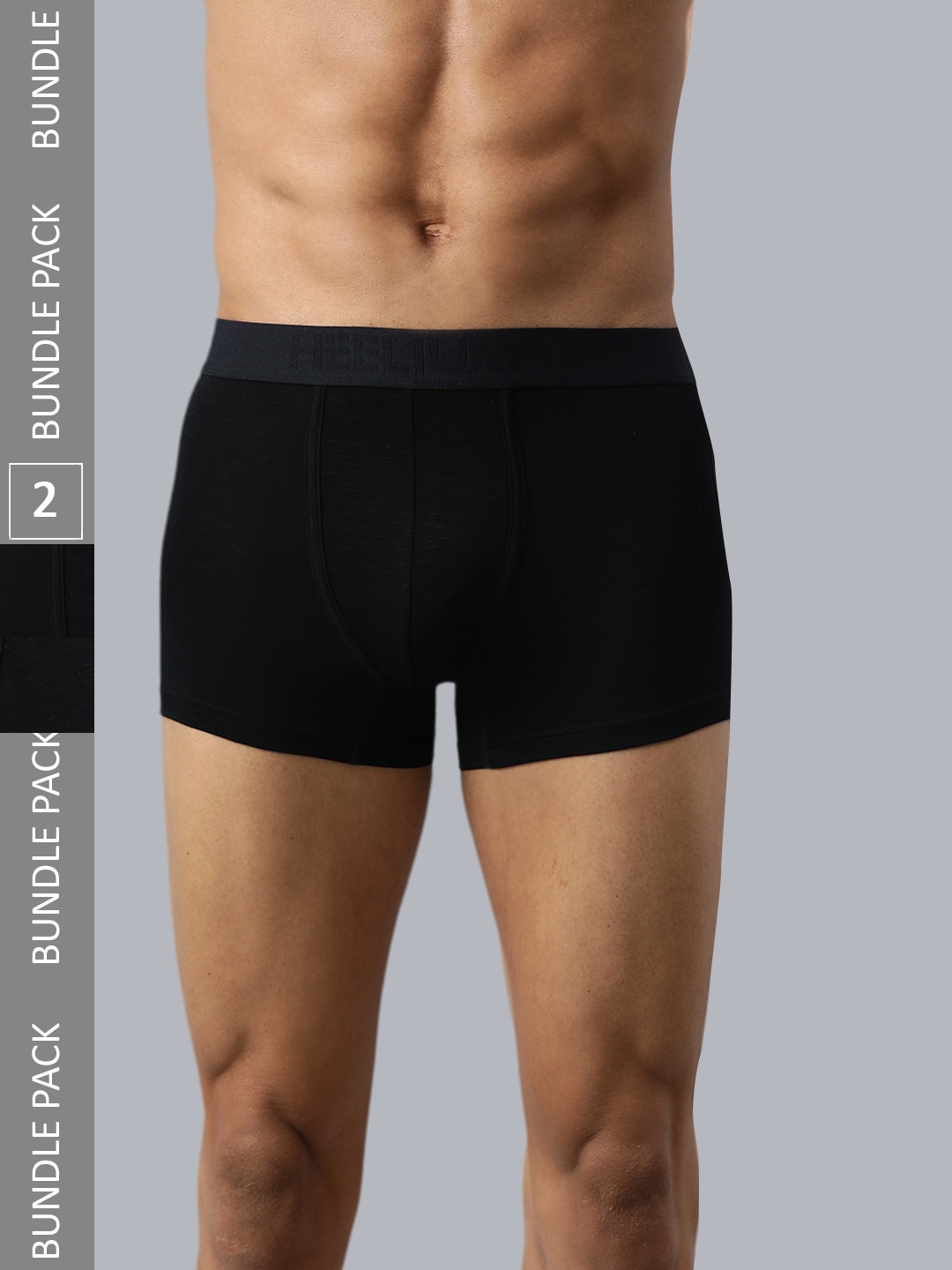 

Heelium Men Pack of 2 Bamboo Super Soft & Odour Free Comfort Fit Trunk, Black
