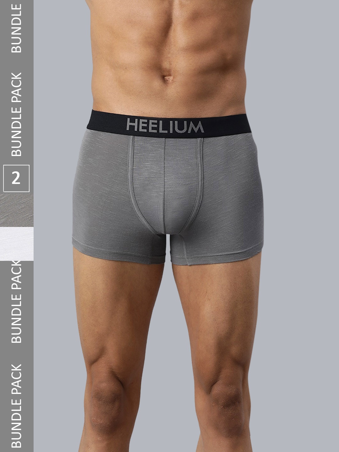 

Heelium Men Pack of 2 Bamboo Super Soft & Odour Free Comfort Fit Trunk, Grey
