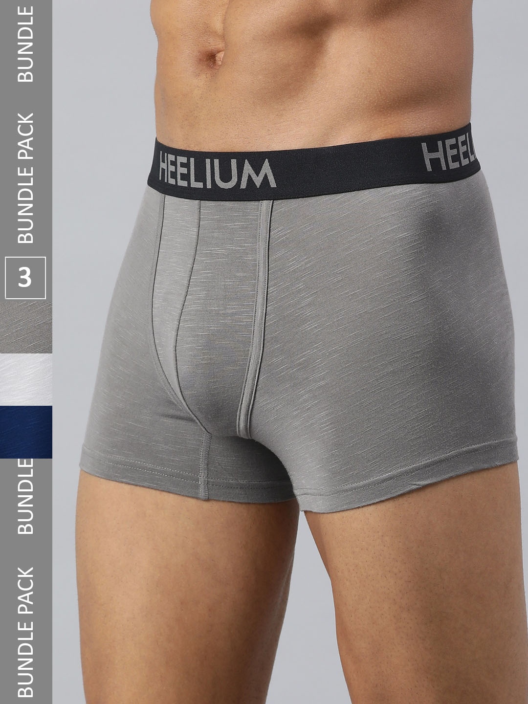 

Heelium Men Pack of 3 Bamboo Super Soft & Odour Free Comfort Fit Trunk, Grey