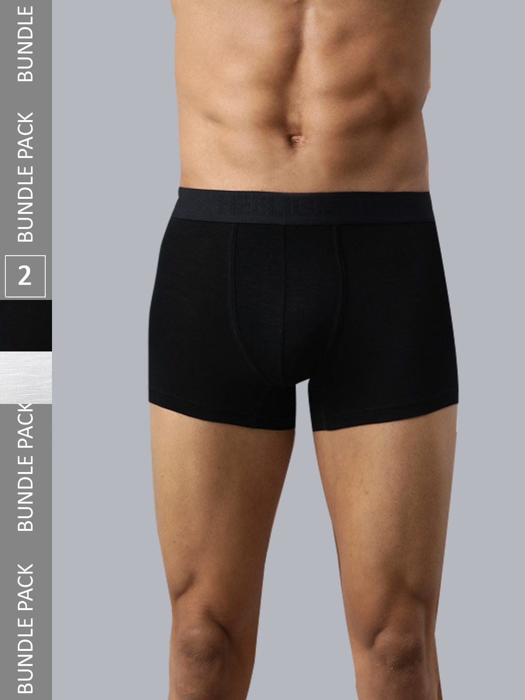 

Heelium Men Pack of 2 Bamboo Super Soft & Odour Free Comfort Fit Trunk, Black