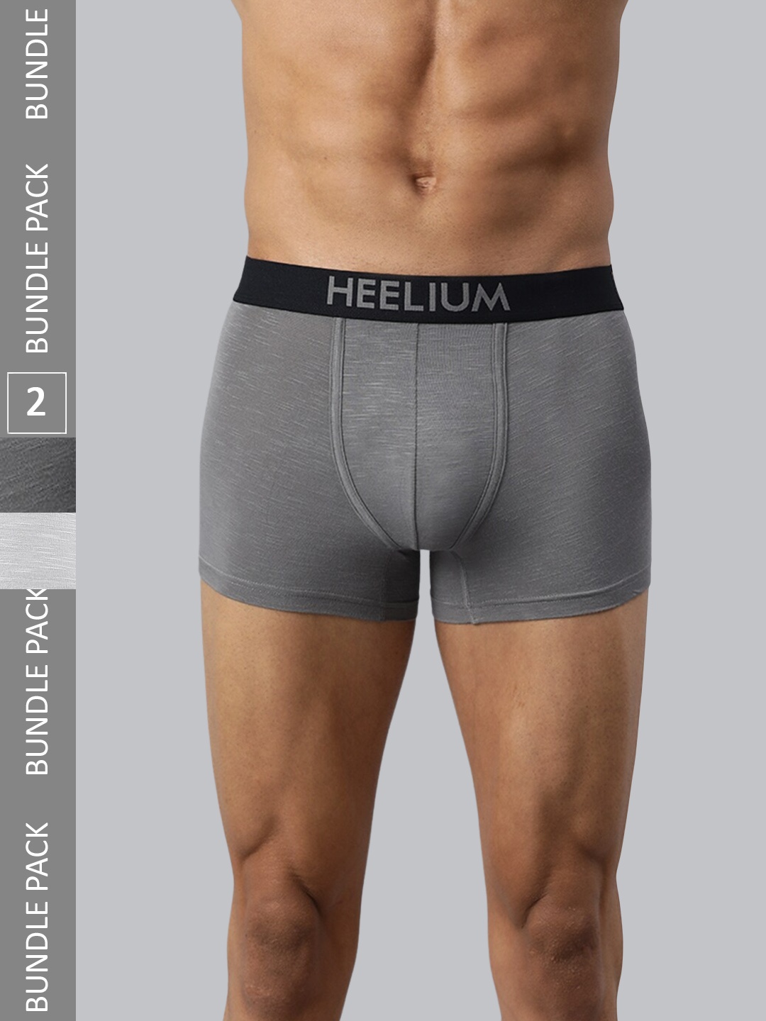 

Heelium Men Pack of 2 Bamboo Super Soft & Odour Free Comfort Fit Trunk, Grey