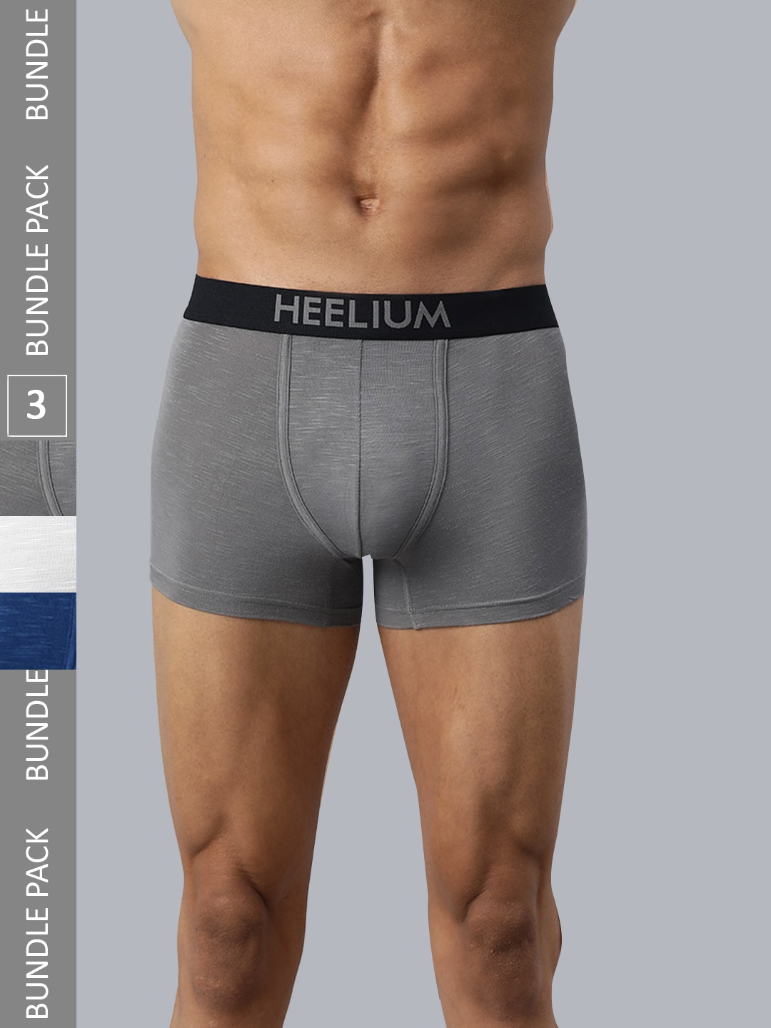 

Heelium Men Pack of 3 Bamboo Super Soft & Odour Free Comfort Fit Trunk, Grey