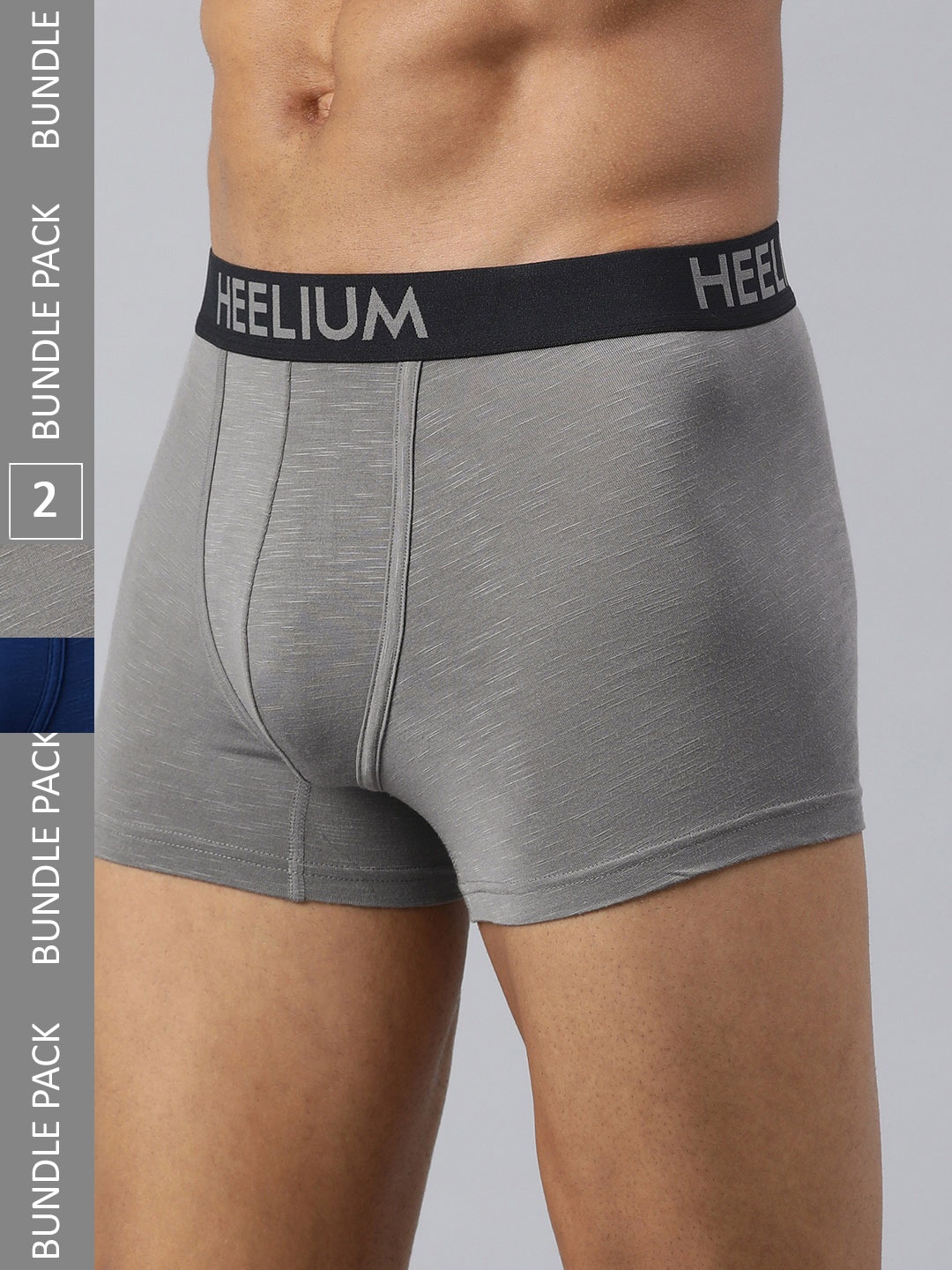 

Heelium Men Pack of 2 Bamboo Super Soft & Odour Free Comfort Fit Trunk, Grey