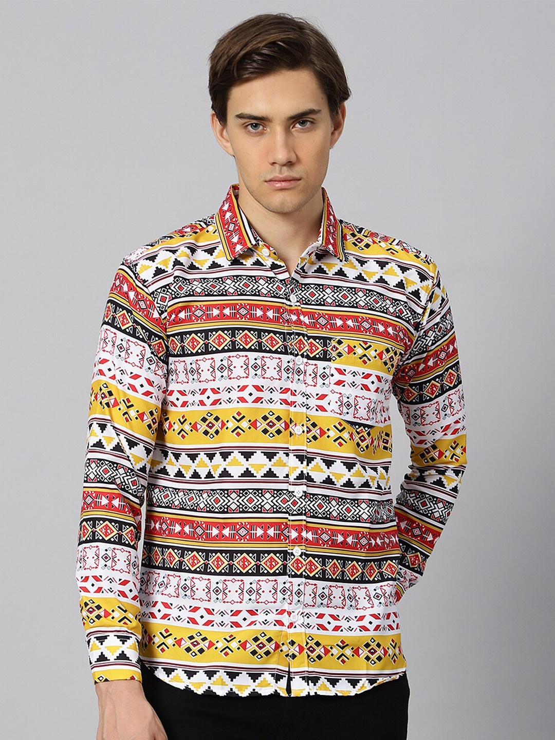 

N AND J Classic Geometric Printed Casual Shirt, Multi