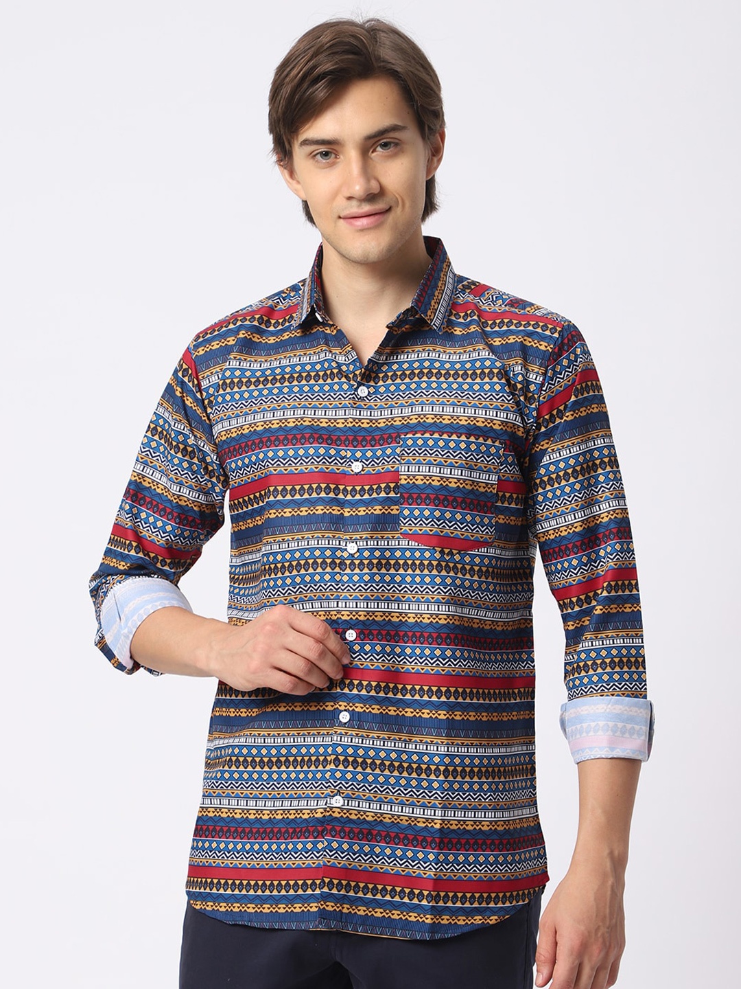 

N AND J Classic Geometric Printed Casual Shirt, Multi