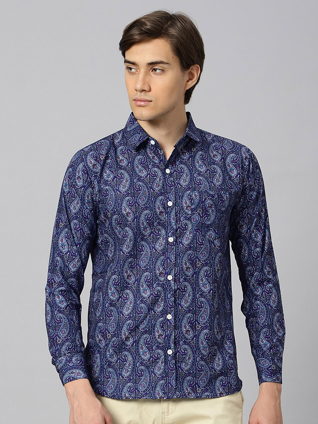 

N AND J Classic Fit Paisley Printed Casual Shirt, Blue