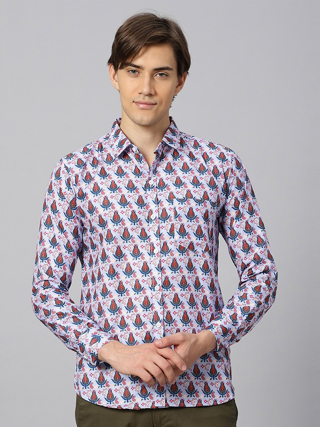 

N AND J Classic Fit Floral Printed Casual Shirt, Pink