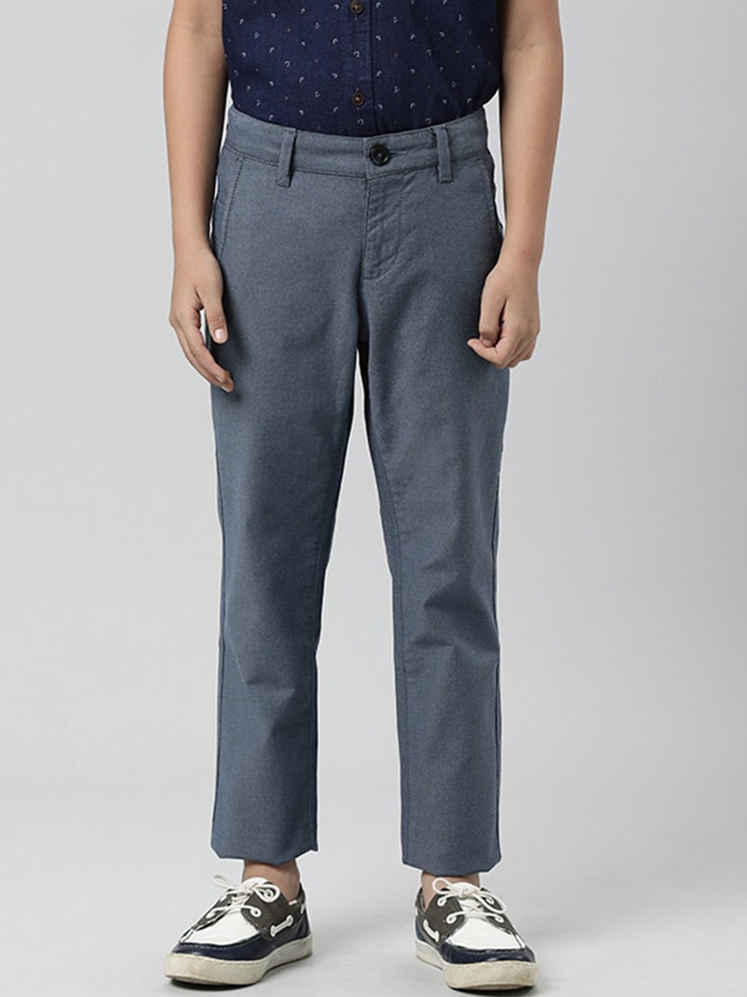 

Indian Terrain Boys Smart Fit Pure Cotton Trousers, Blue