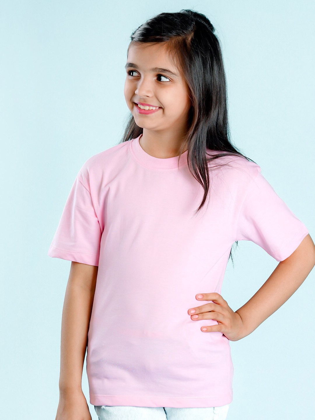 

NUSYL Girls Drop-Shoulder Oversized T-shirt, Pink