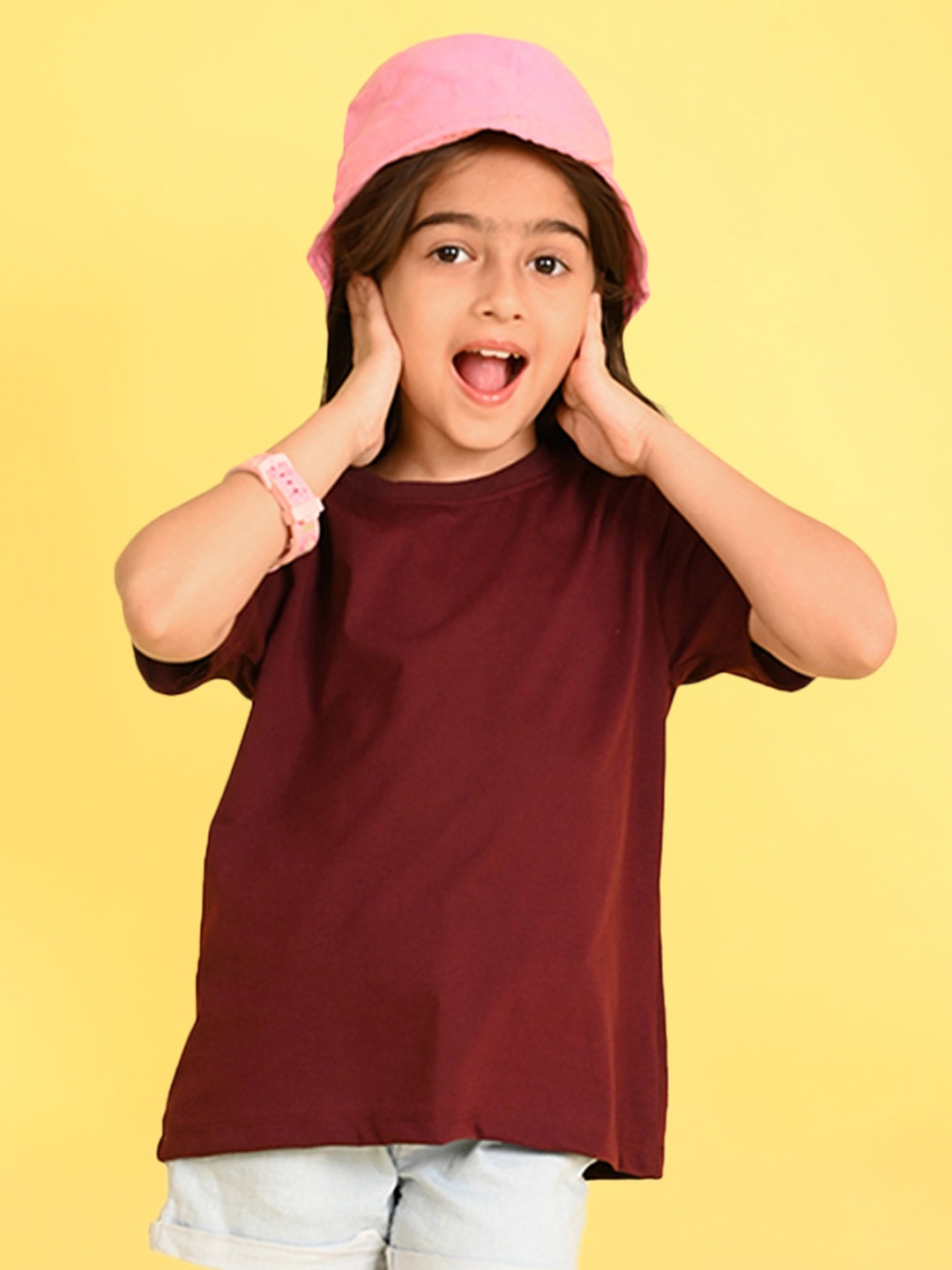 

NUSYL Girls Drop-Shoulder Oversized T-shirt, Maroon
