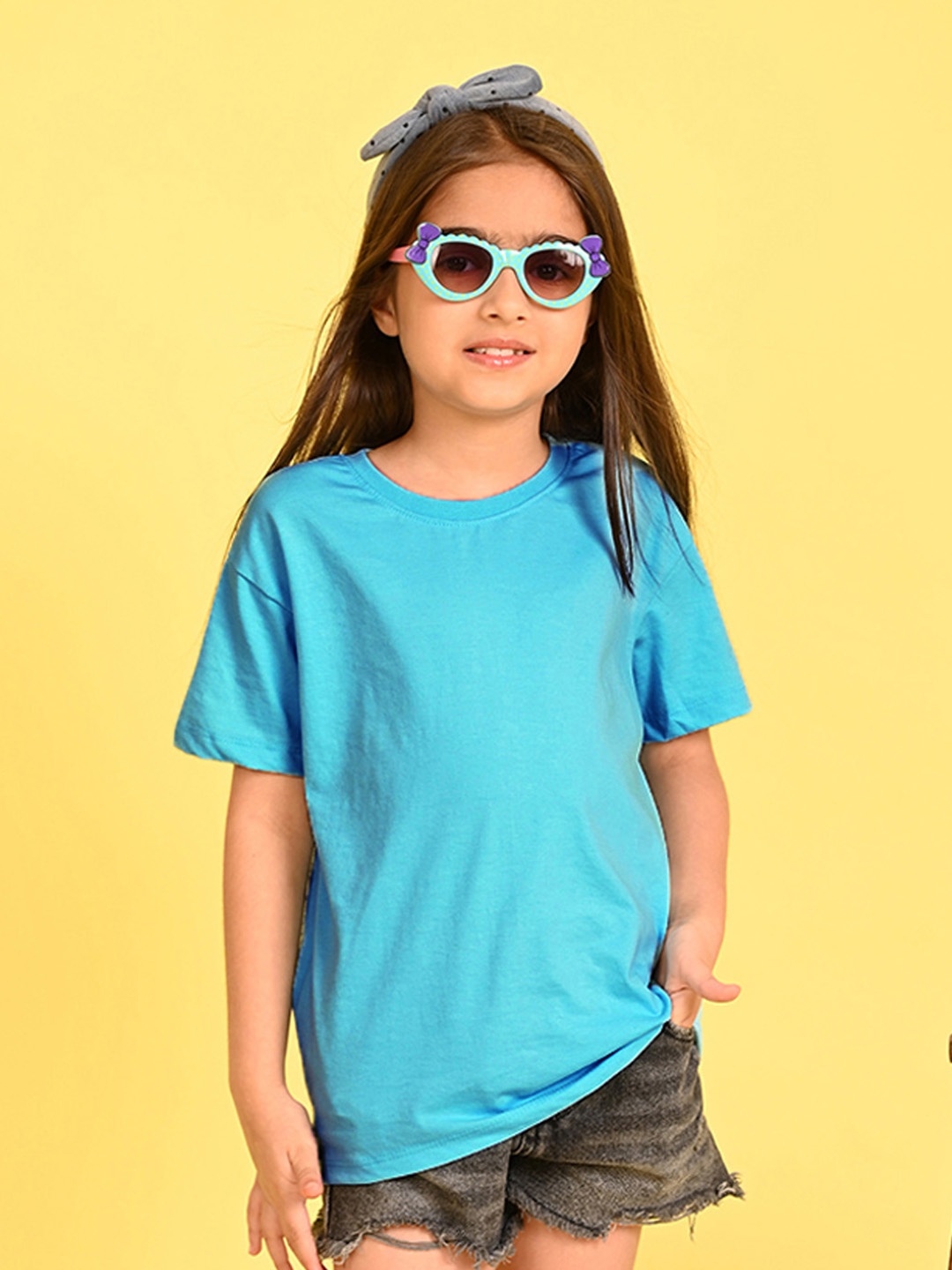 

NUSYL Girls Drop-Shoulder Oversized T-shirt, Blue