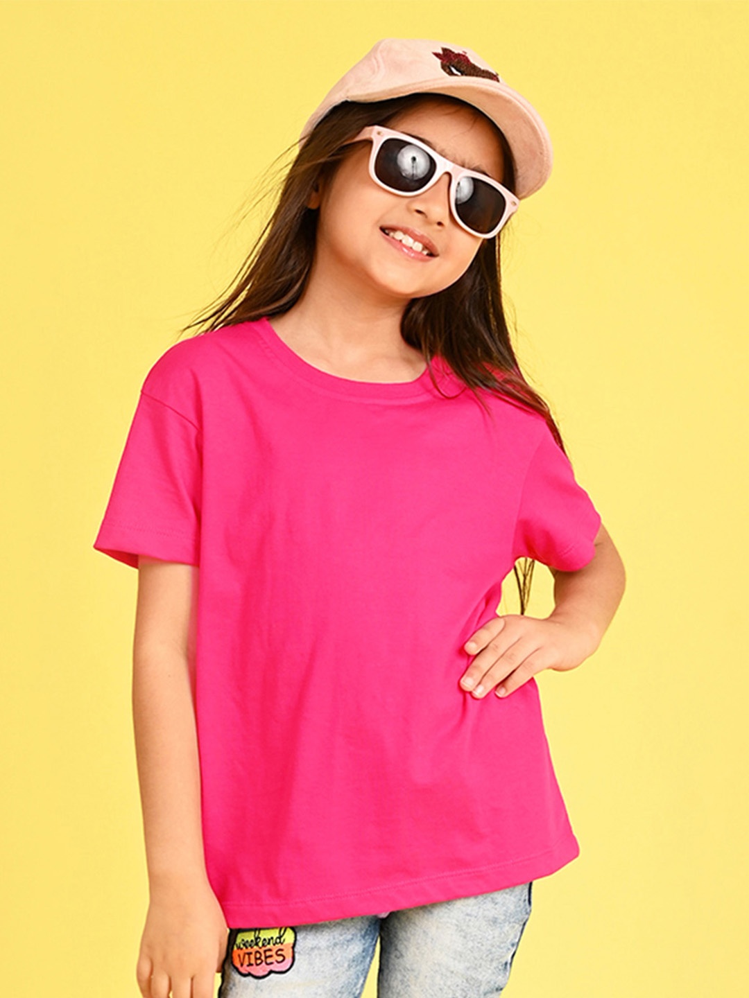 

NUSYL Girls Drop-Shoulder Oversized T-shirt, Pink