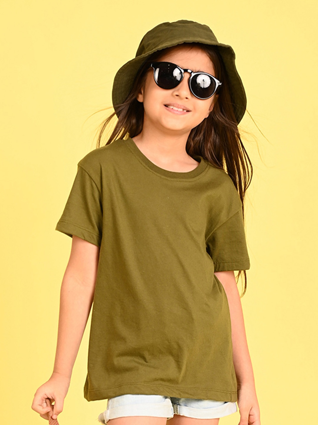 

NUSYL Girls Drop-Shoulder Oversized T-shirt, Green