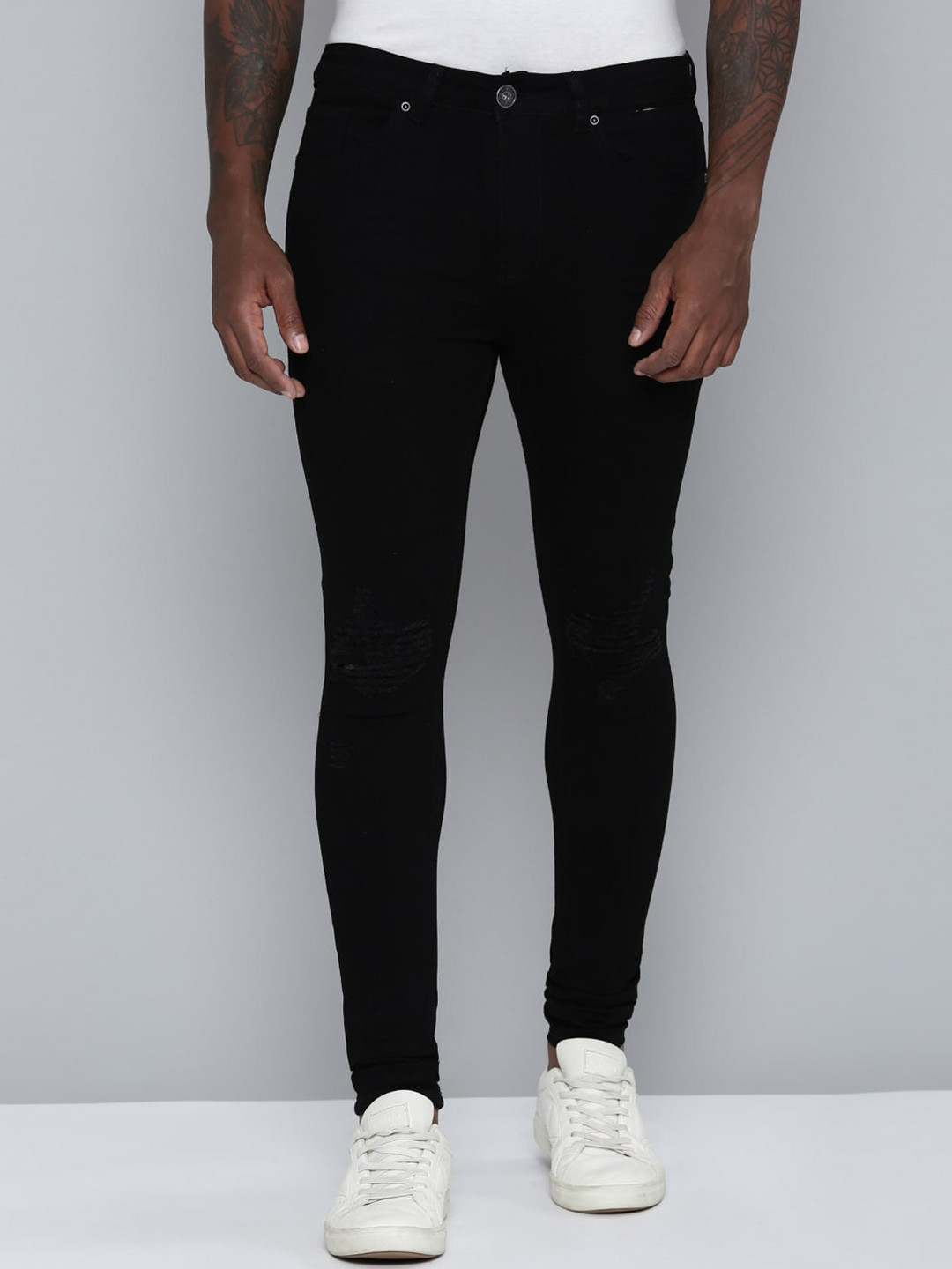 

WAIMEA Men Skinny Fit Mid-Rise Stretchable Jeans, Black