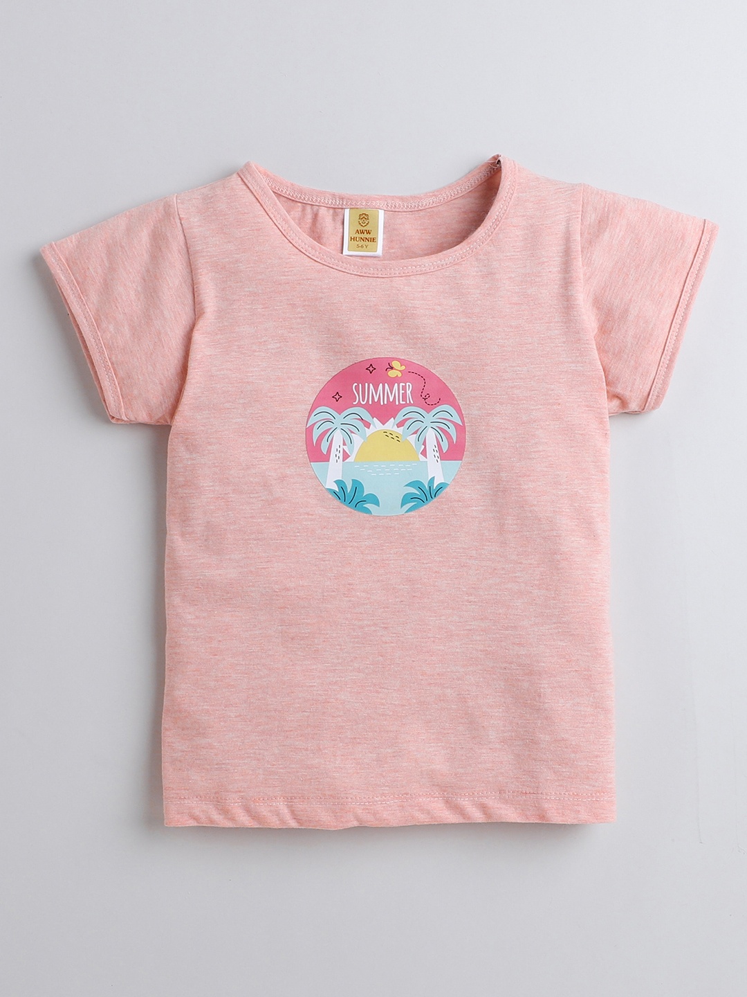 

AWW HUNNIE Girls Graphic Printed Cotton T-shirt, Pink