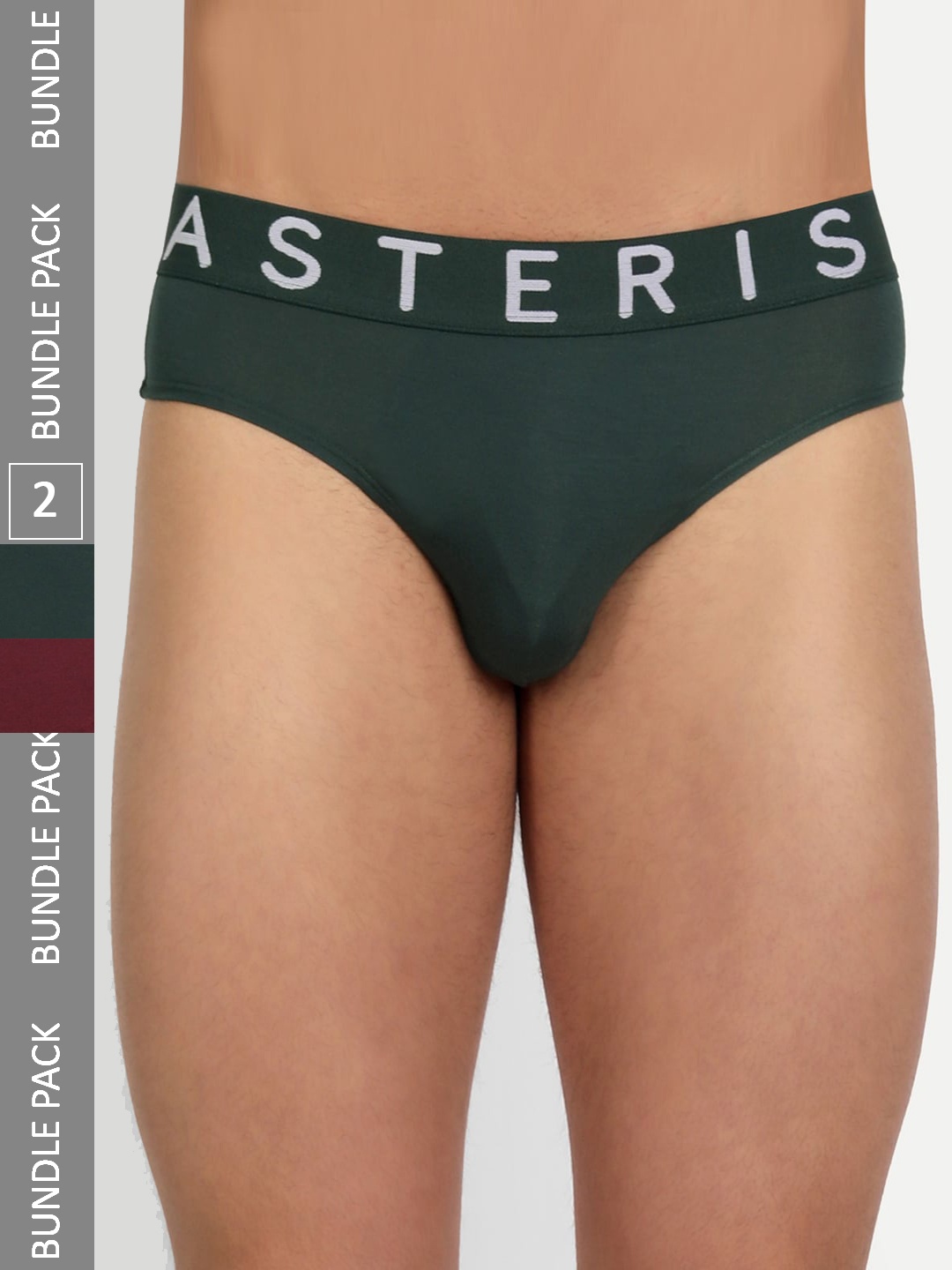 

Asterisk Men Pack Of 3 Mid -Rise Basic Briefs MBR-CBK&BUR&FGN-XS-04, Black