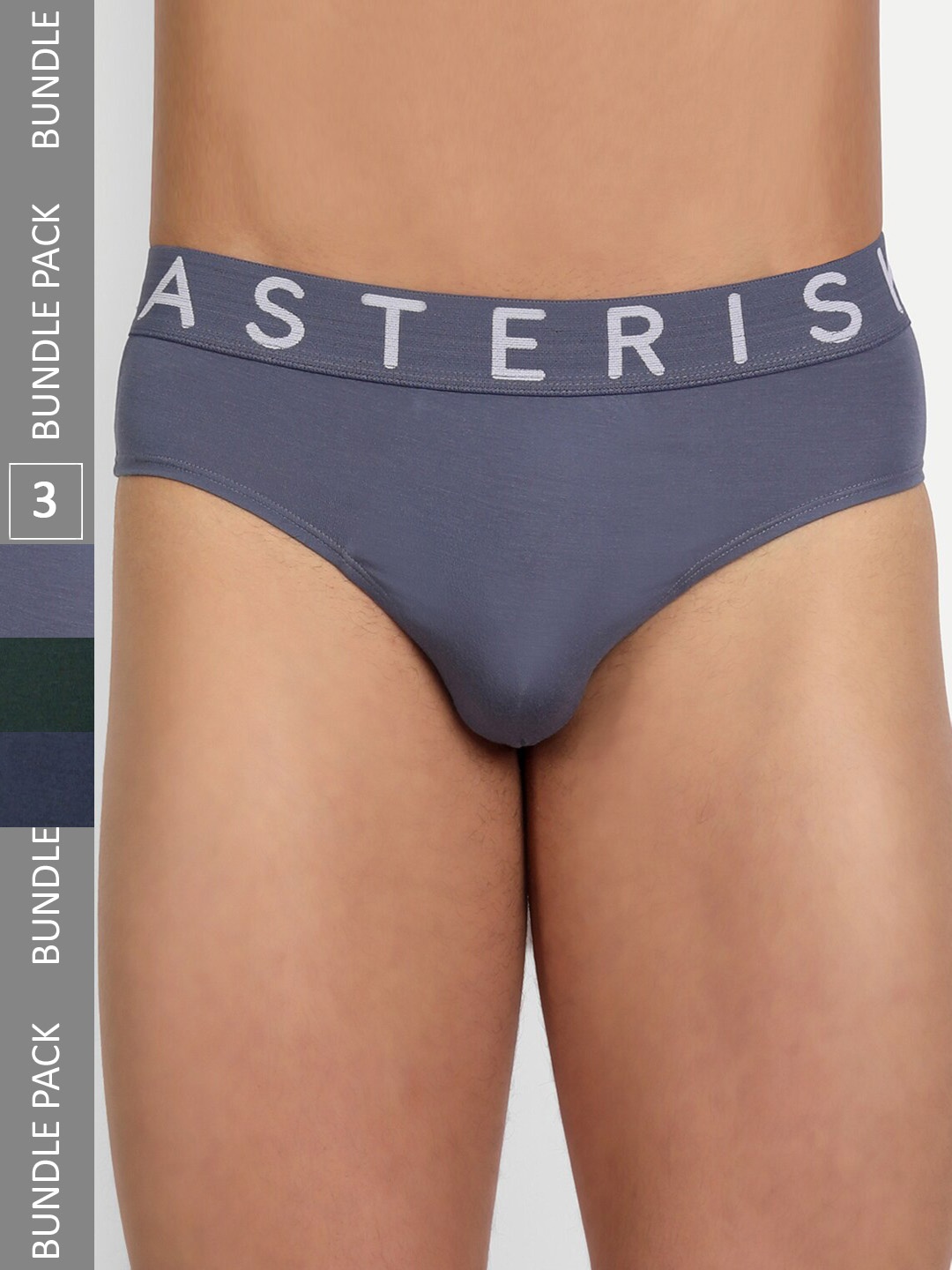 

Asterisk Men Pack Of 3 Basic Briefs MBR-PBL&FGN&SBL-XS-04, Navy blue