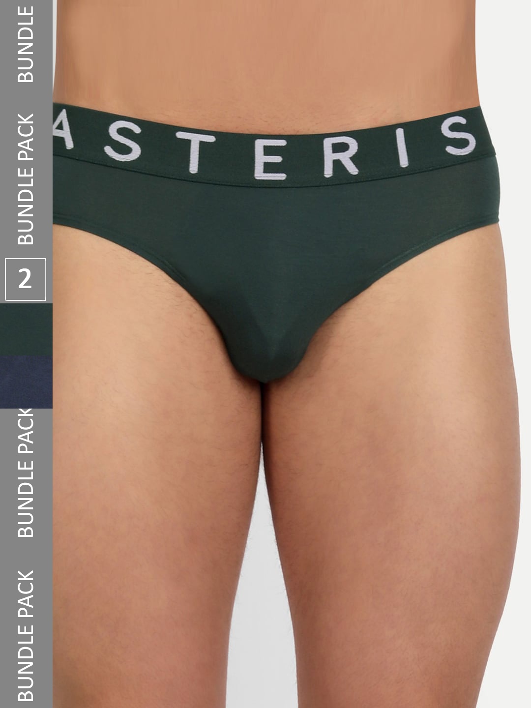 

Asterisk Men Pack of 2 Luxurious Micromodal Briefs MBR-PBL&FGN-XS-04, Navy blue