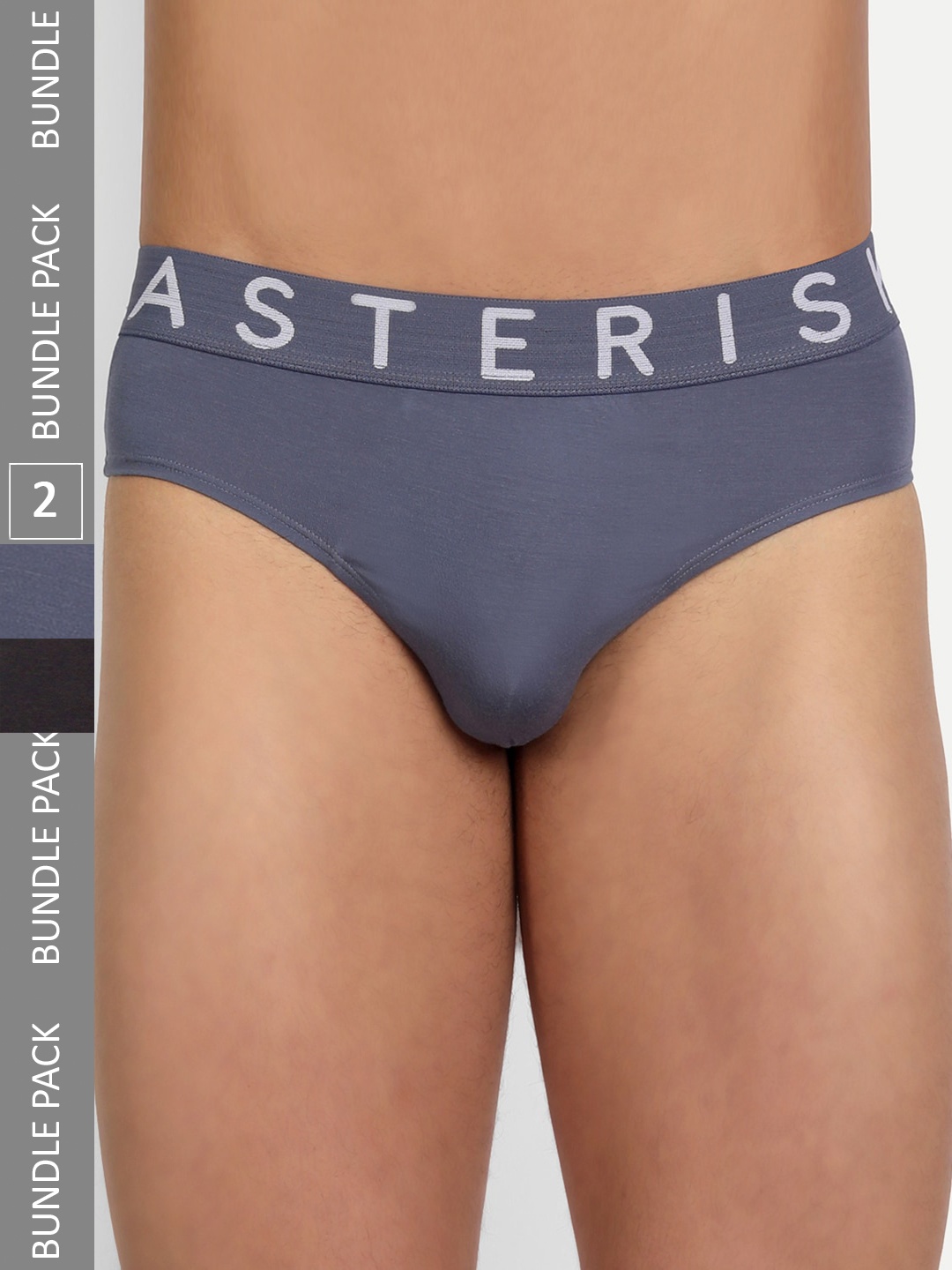 

Asterisk Men Pack of 2 Luxurious Micromodal Briefs MBR-CBK&SBL-XS-04, Black