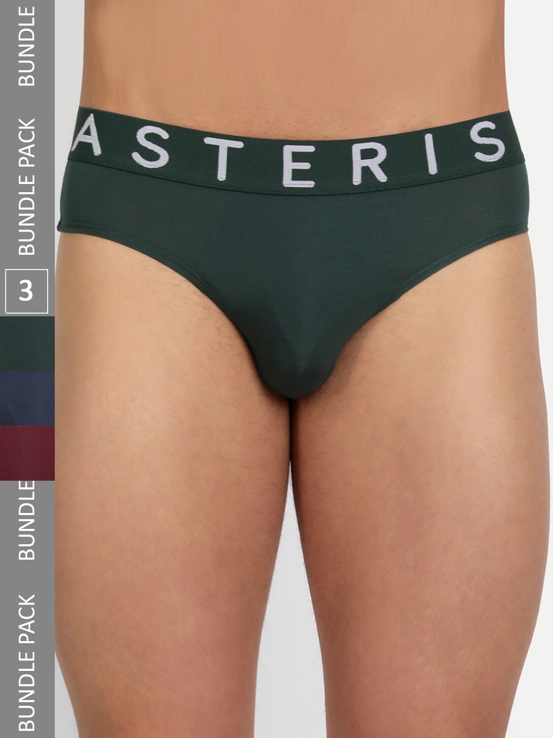 

Asterisk Pack of 3 Assorted Briefs MBR-PBL&BUR&FGN-XS-04