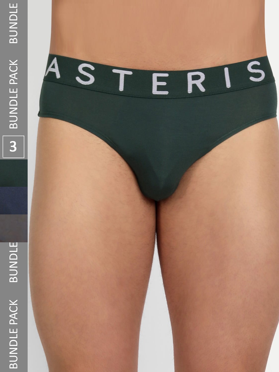 

Asterisk Men Pack Of 3 Basic Briefs MBR-PBL&MGY&FGN-XS-04, Navy blue