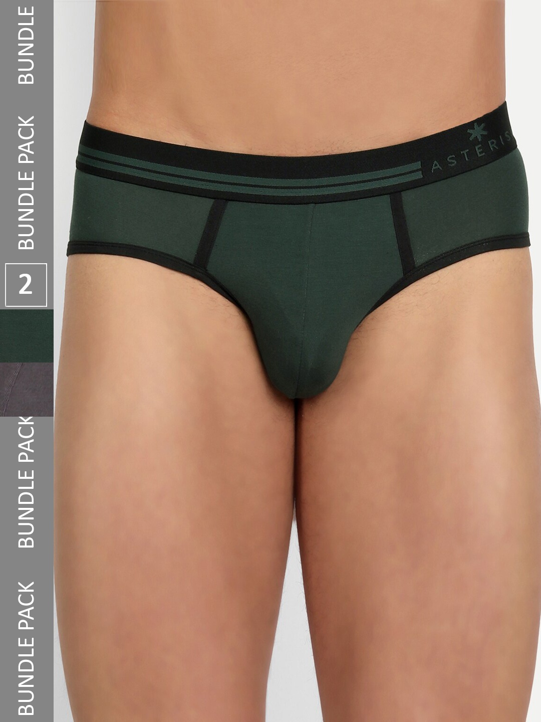 

Asterisk Men Pack of 3 Supersoft Durable Micro Modal Briefs MBR-2MGY&1FGN-S-02, Grey