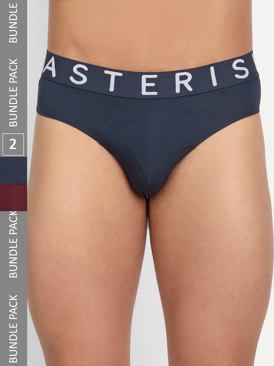 

Asterisk Men Pack of 2 Luxurious Micromodal Briefs MBR-PBL&BUR-XS-04, Navy blue