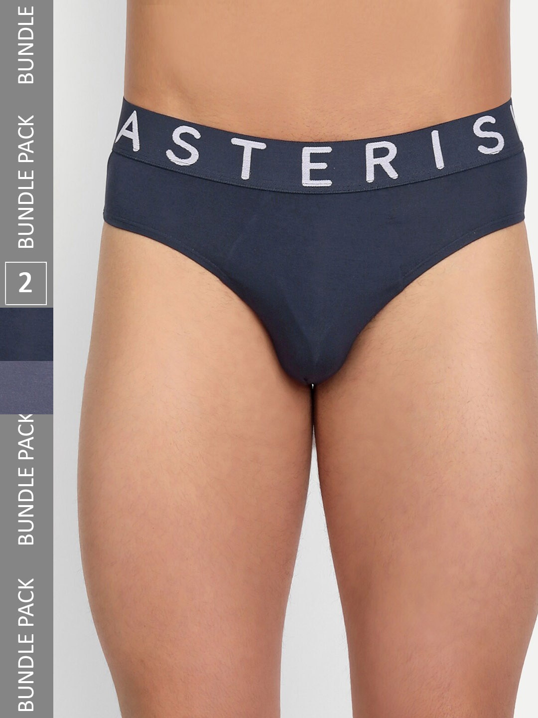 

Asterisk Men Pack of 2 Luxurious Micromodal Briefs MBR-PBL&SBL-XS-04, Navy blue