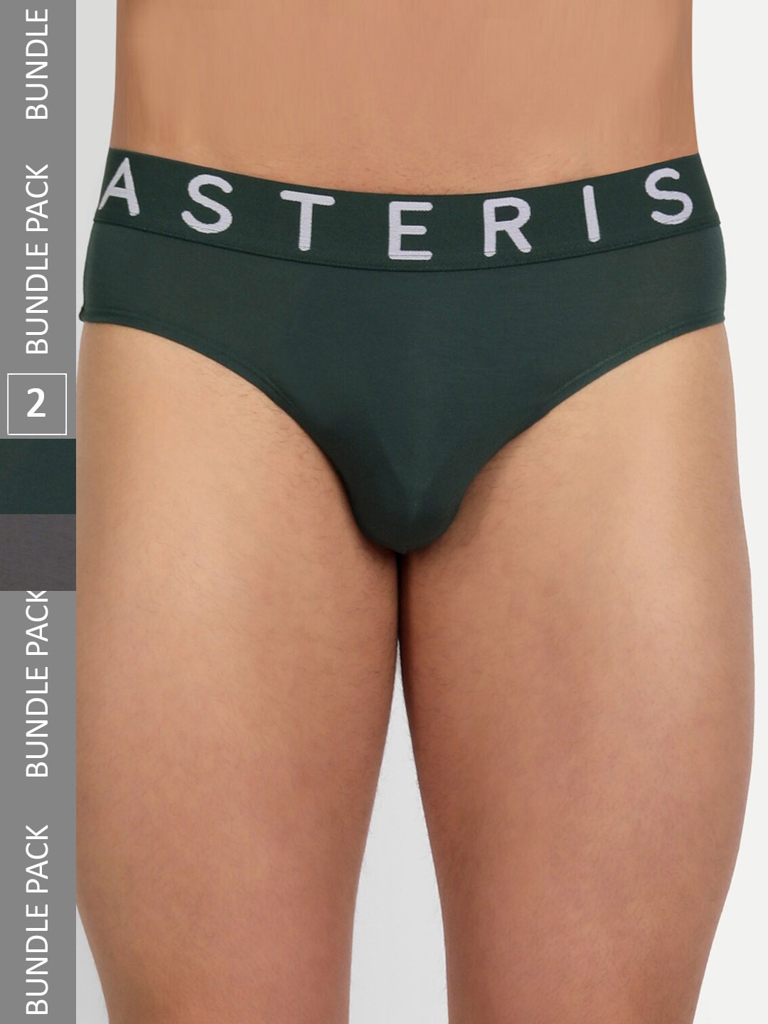 

Asterisk Men Pack of 2 Luxurious Micromodal Briefs MBR-MGY&FGN-XS-04, Grey