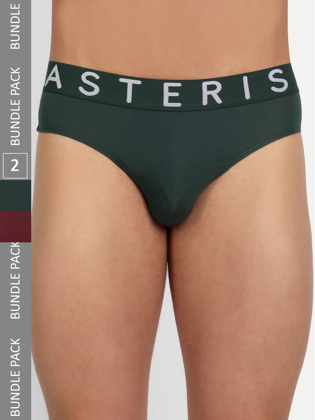 

Asterisk Men Pack of 2 Luxurious Micromodal Briefs MBR-BUR&FGN, Burgundy