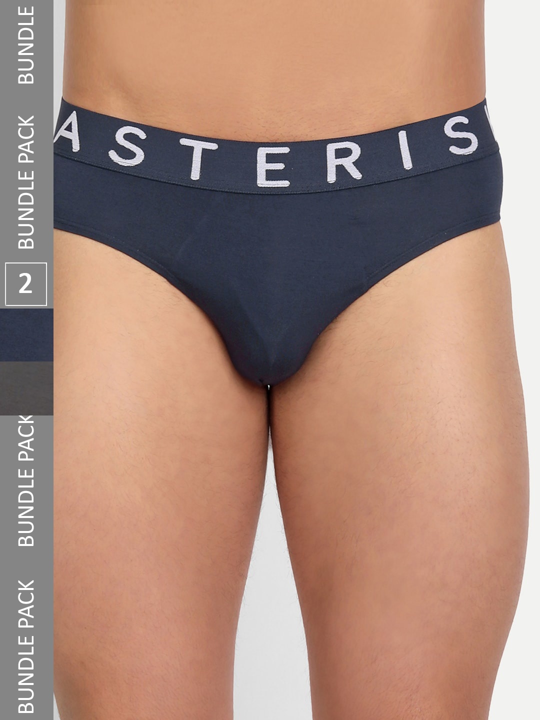 

Asterisk Men Pack of 2 Luxurious Micromodal Briefs MBR-PBL&MGY-XS-04, Navy blue