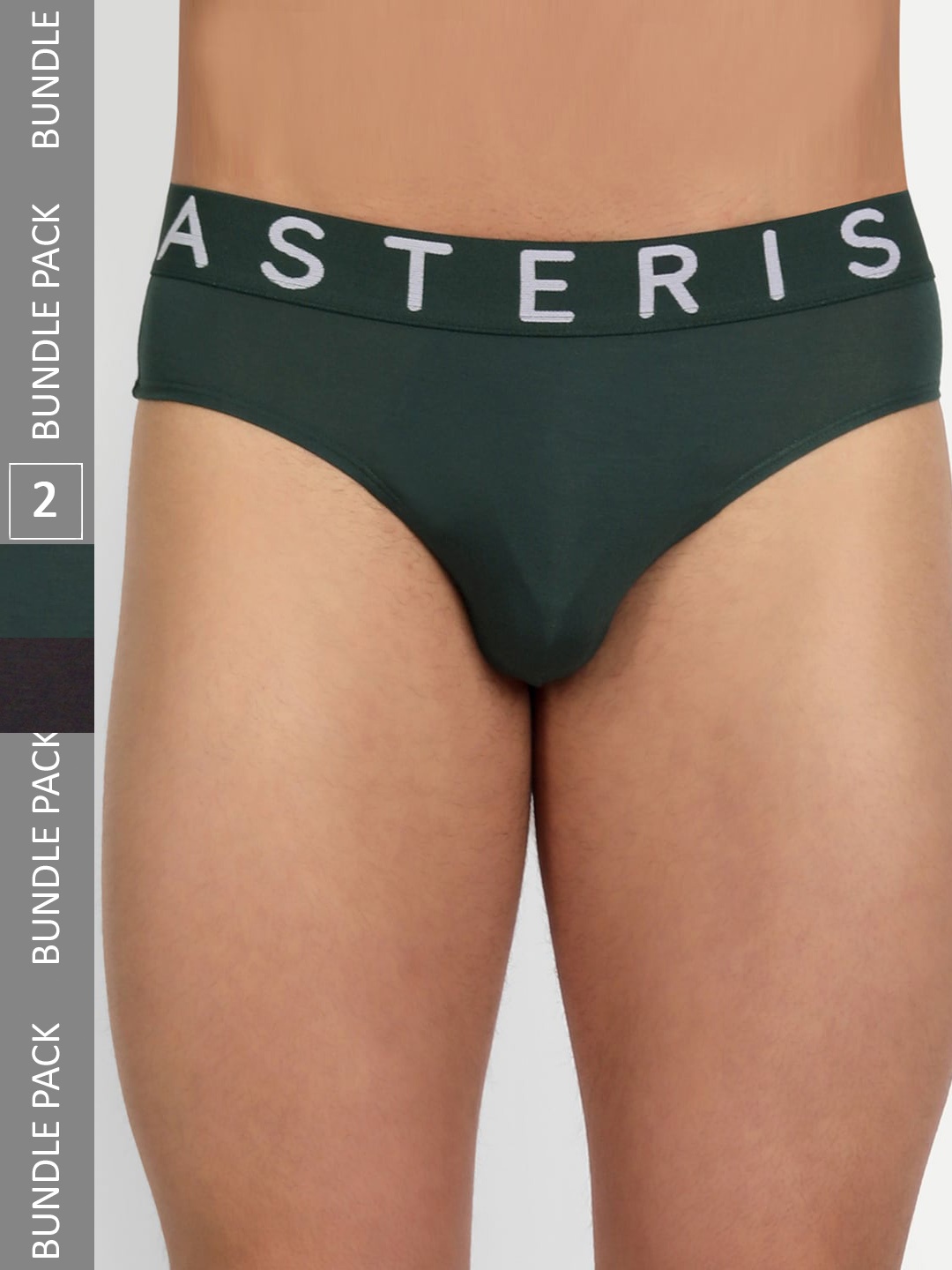 

Asterisk Men Pack of 2 Luxurious Micromodal Briefs MBR-CBK&FGN-XS-04, Black