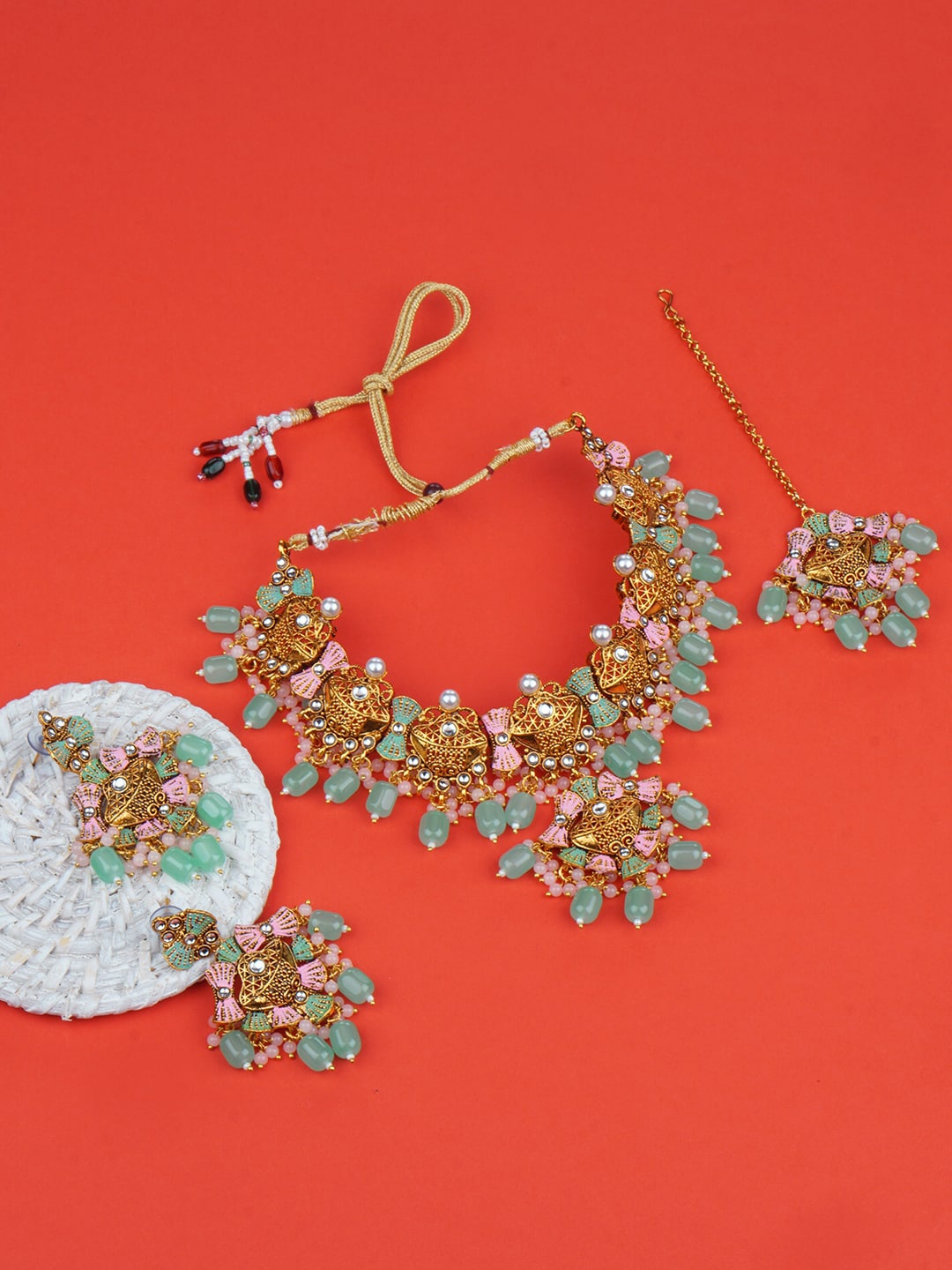 

Matushri Art Gold-Plated Choker Jewellery Set