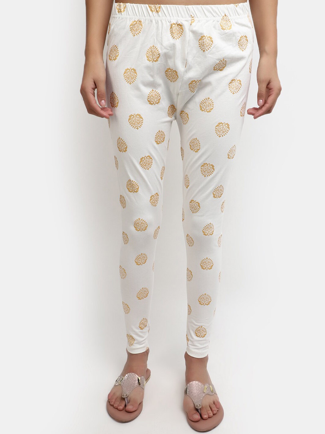 

V-Mart Printed Ankle-Length Leggings, Off white