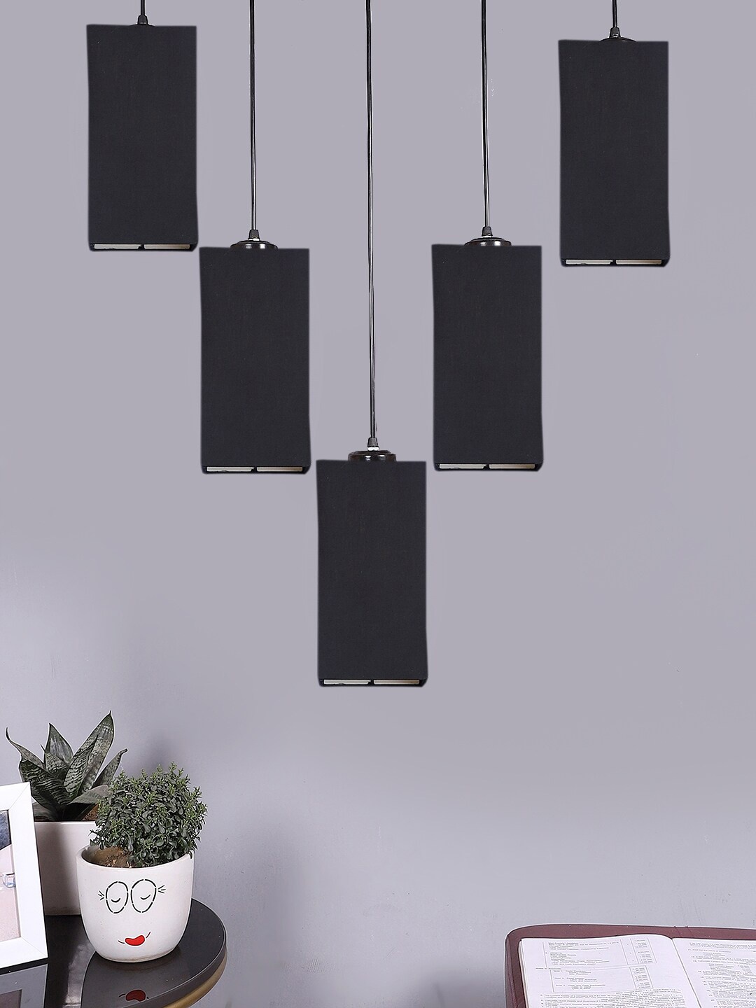 

Devansh Black Square Quintuple Hanging Lamp