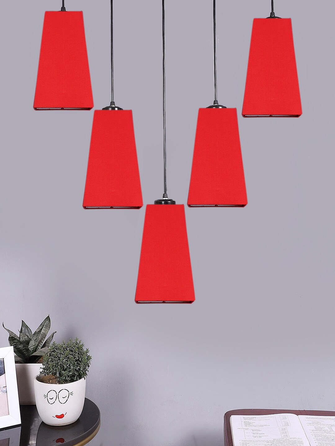 

Devansh Pyramid Shape Hanging Ceiling Lamp, Red