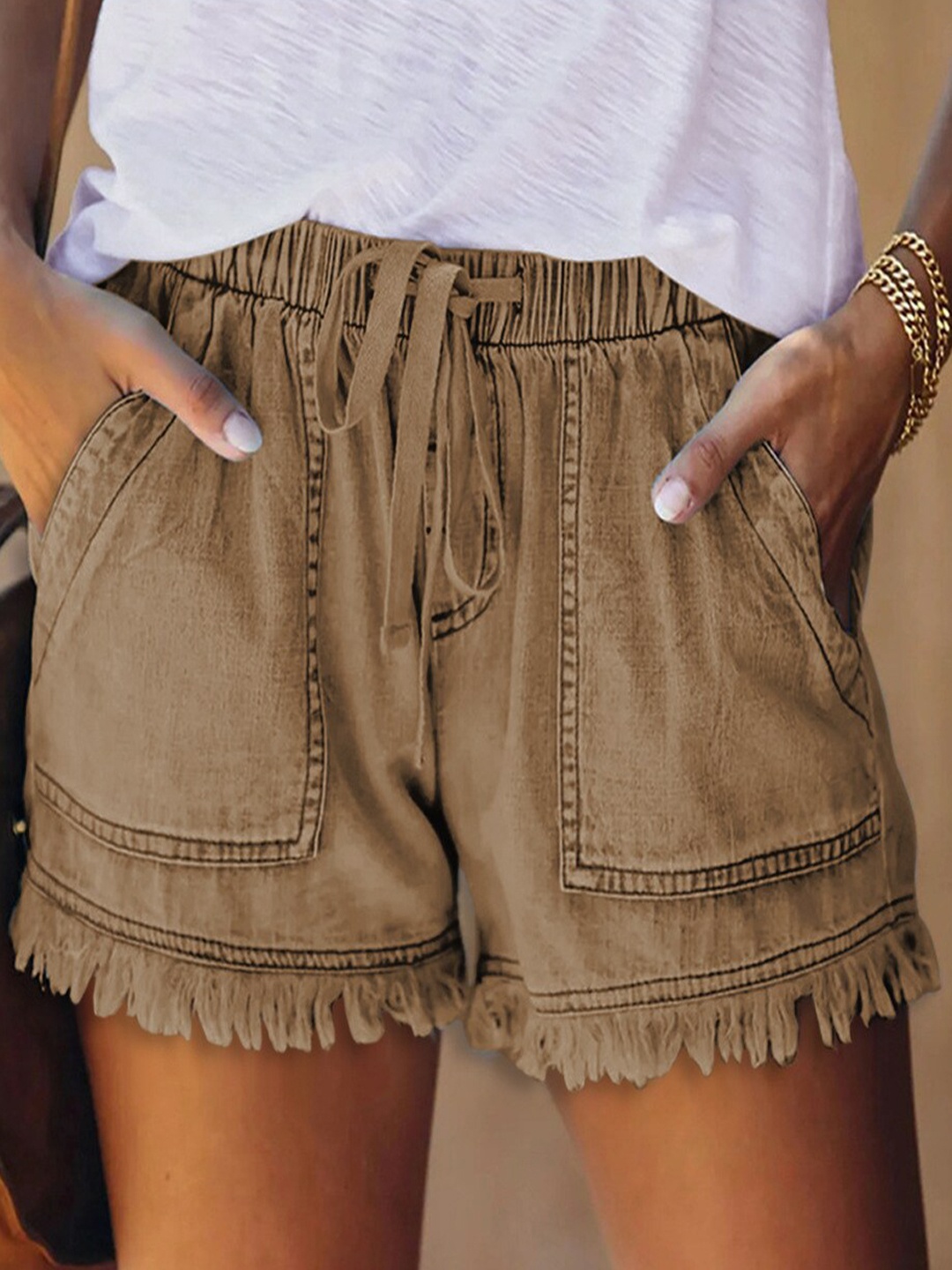 

BoStreet Women Brown Mid-Rise Denim Shorts